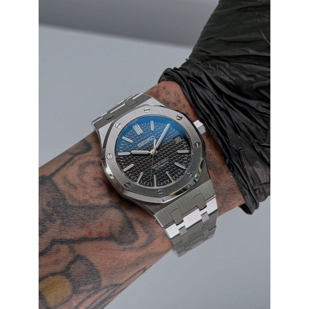 Custom Seiko Mod • Black Waffle AP Automatic Watch • 37mm